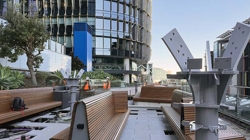 Construction set-out — Barangaroo foreshore awning structure