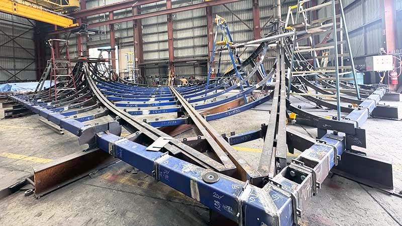Steel awning fabrication — factory survey