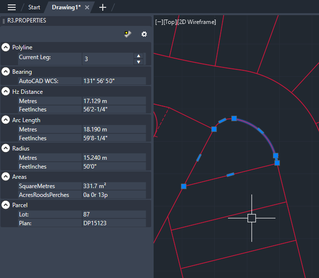 R3Survey properties panel